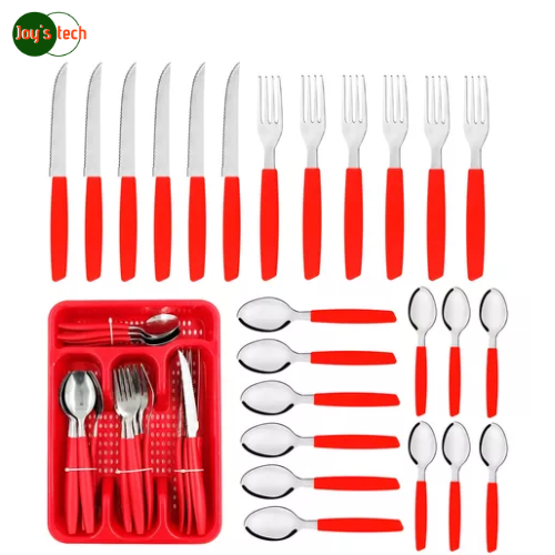 FAQUEIRO 25 PCS C/ PORTA TALHER CB. VERMELHO COLOR