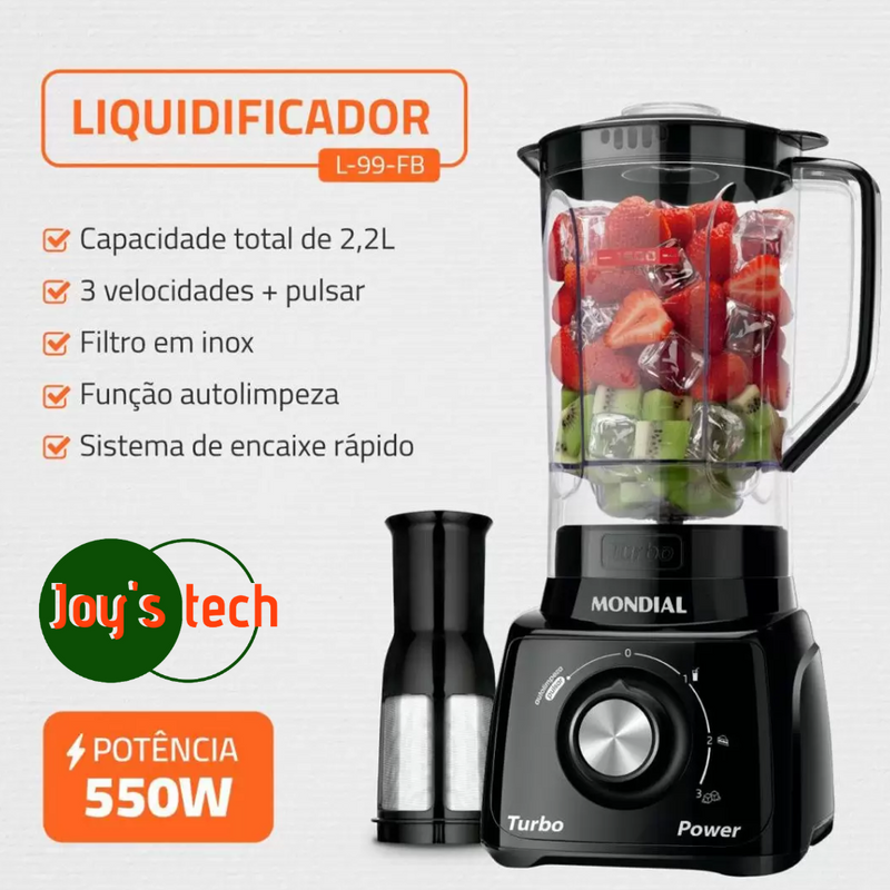 KIT MONDIAL LIQUIDIFICADOR/BATEDEIRA/ESPREMEDOR KT105 1048-01 PRETO 110 VOLTS