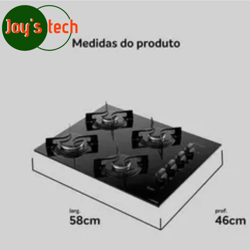FOGAO 4B ATLAS UTOP COOKTOP GLASS MESA VIDRO 300001515 PRETO BIVOLT