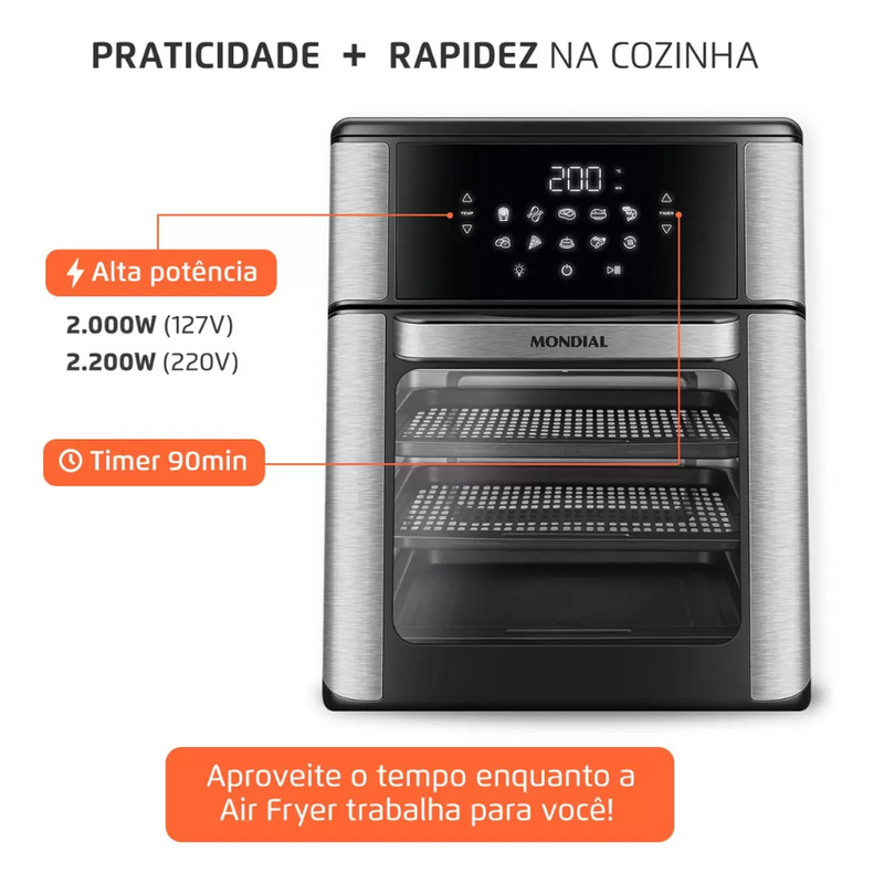 AIR FRYER MONDIAL AFO12L-BI 12L PTO 127V