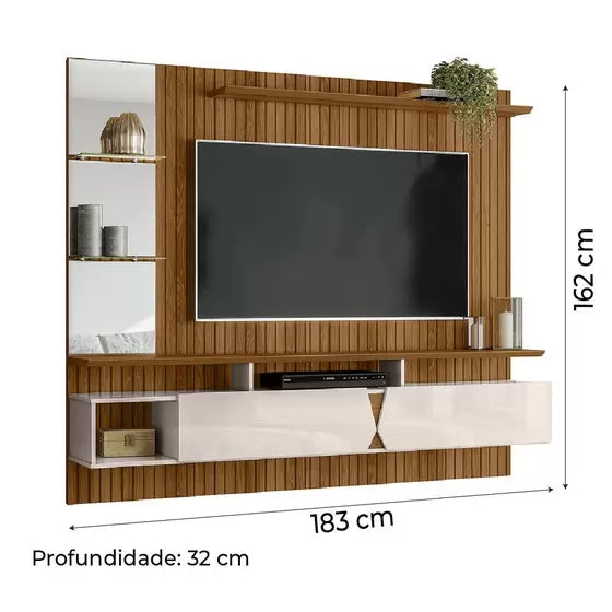 PAINEL LUKALIAM INTENSE 2 PTS 904006 FREIJO RIPADO/OFF WHITE PEROLIZADO